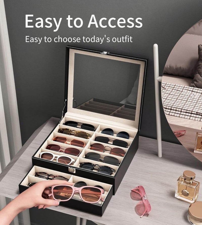 NEWLOOP Store 20 Slots Sunglass Organizer for Women Men Multiple Pairs of Sunglasses Storage Box See-Through Display Show Case - Image 5